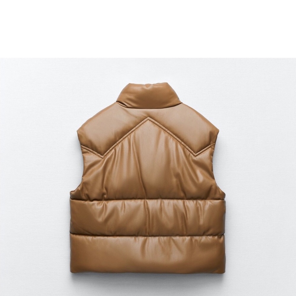 NWT Zara Women’s Oversized Faux Leather Puffer Vest - Picture 2 of 11